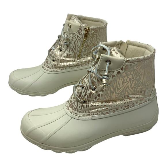 Sperry Saltwater Metallic Jacquard Duck Boot Size 10 NWT $110 MSRP - Picture 5 of 8
